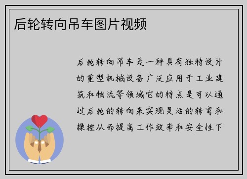 后轮转向吊车图片视频